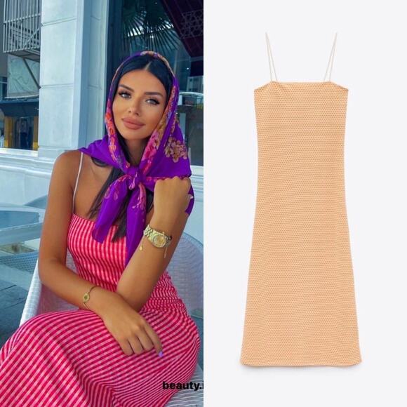 ZARA JACQUARD MIDI DRESS - Picture 1 of 13